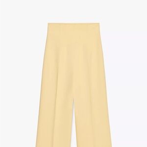 Zara Cream Cropped Wide-Leg Pants
